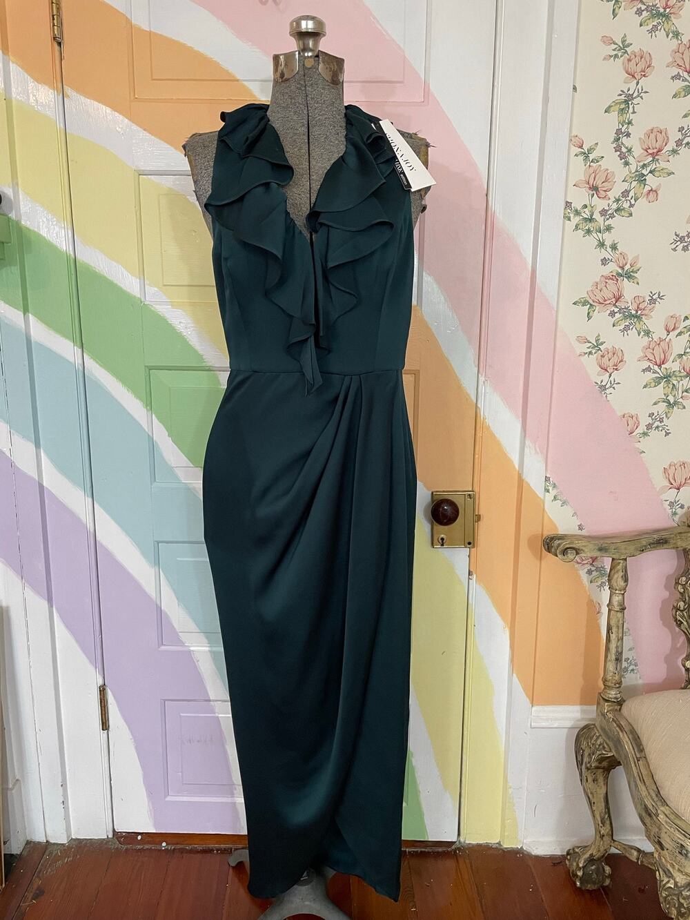 NWT Shona Joy Luxe Edition Emerald Green Formal Maxi Dress US 6